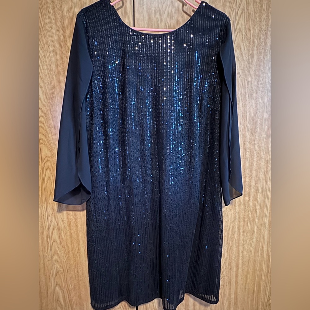 Grace Karin Black Sequin Long Flowy Sleeve Dress